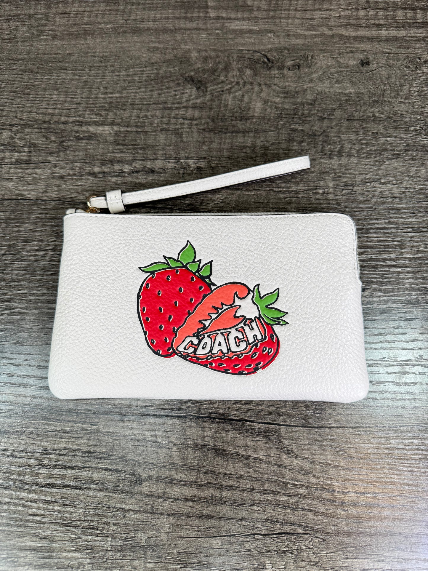 Cartera Coach beige/fresa grande un cierre