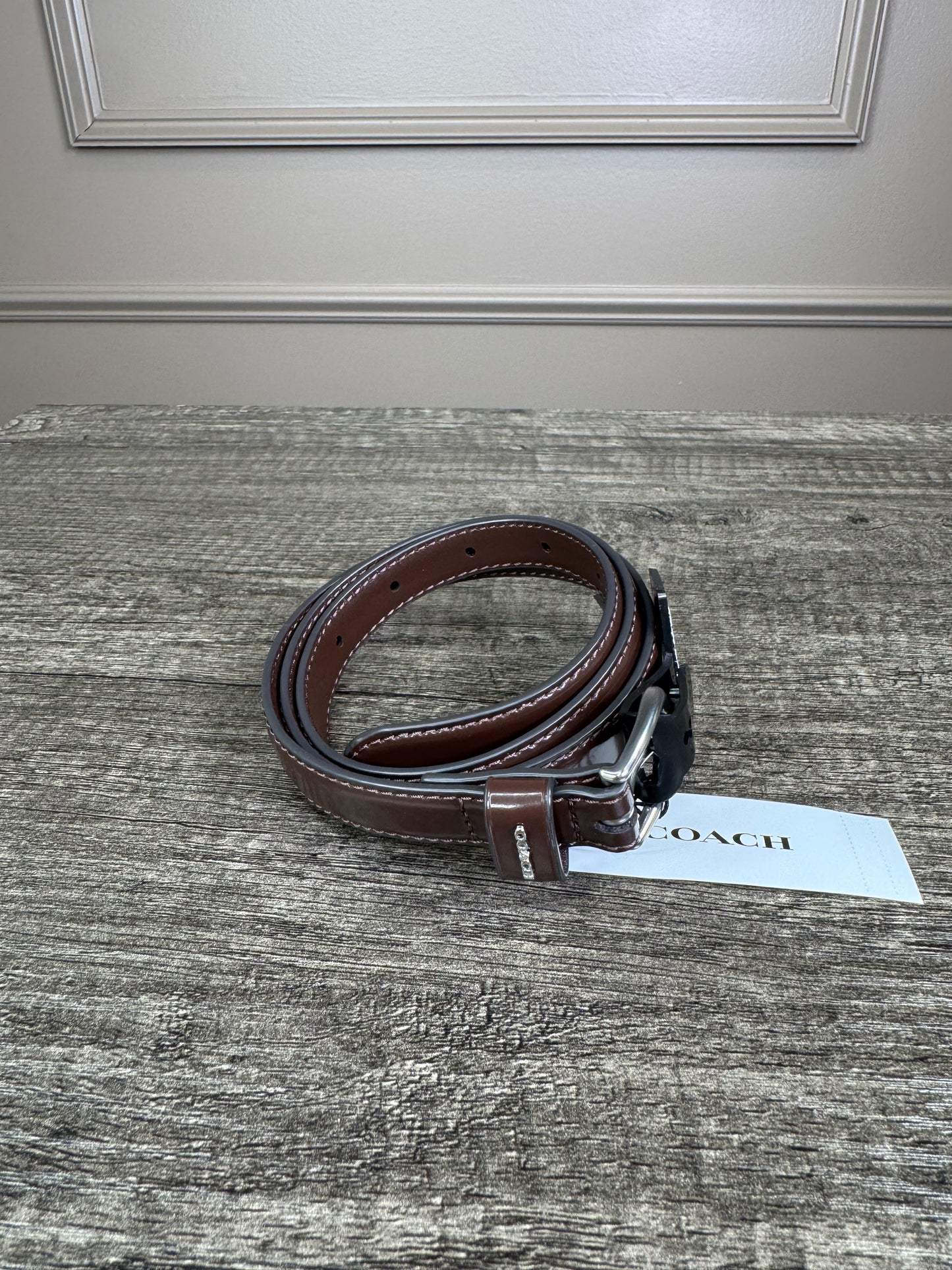 Cinturon coach cafe/tinto talla S