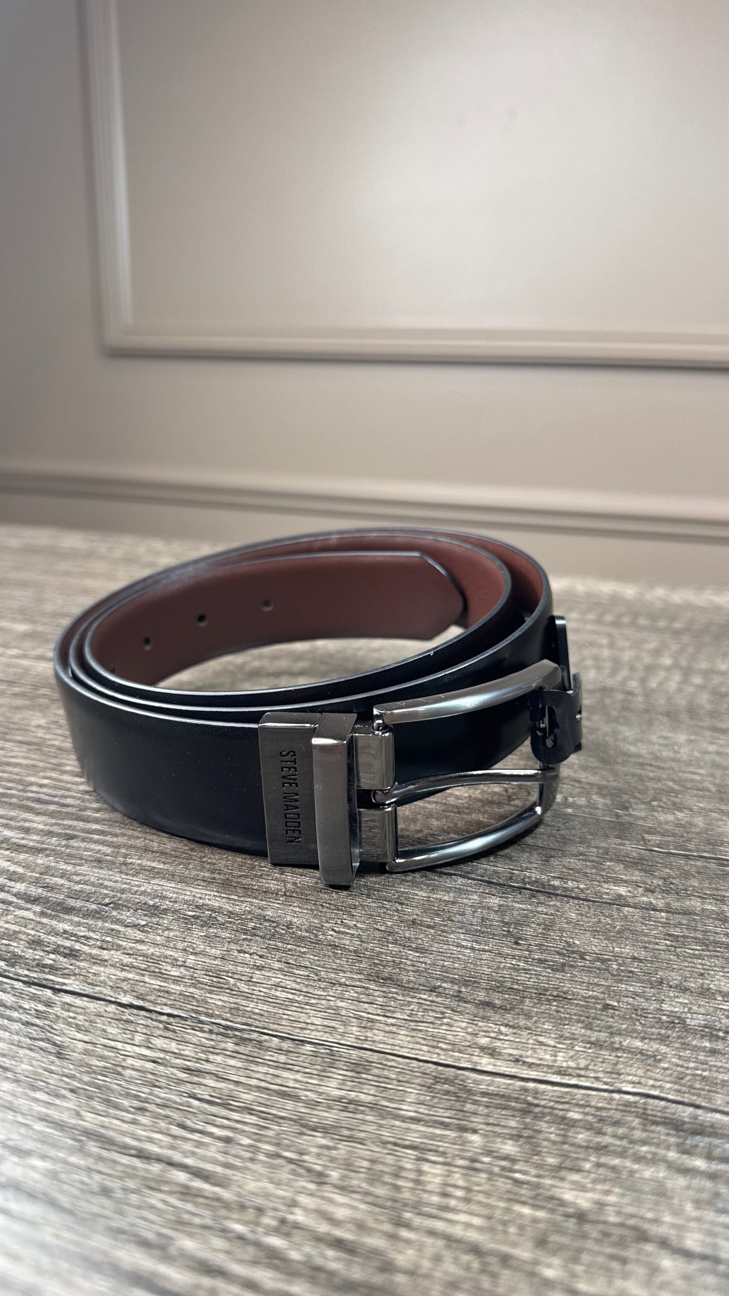 Cinturon Steve Madden negro reversible caballero talla L (38/40)