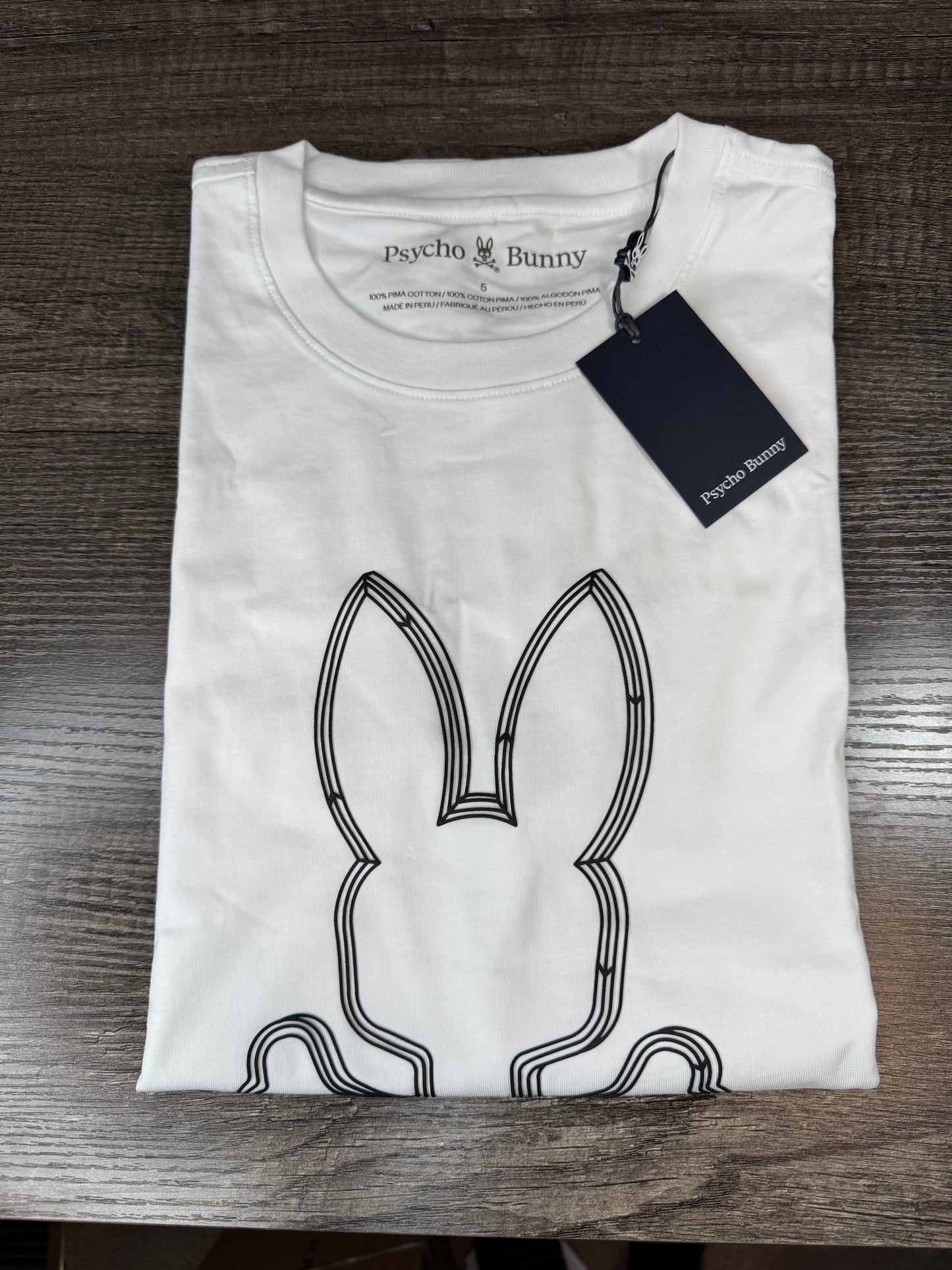 Playera PSYCHO BUNNY blanca talla M