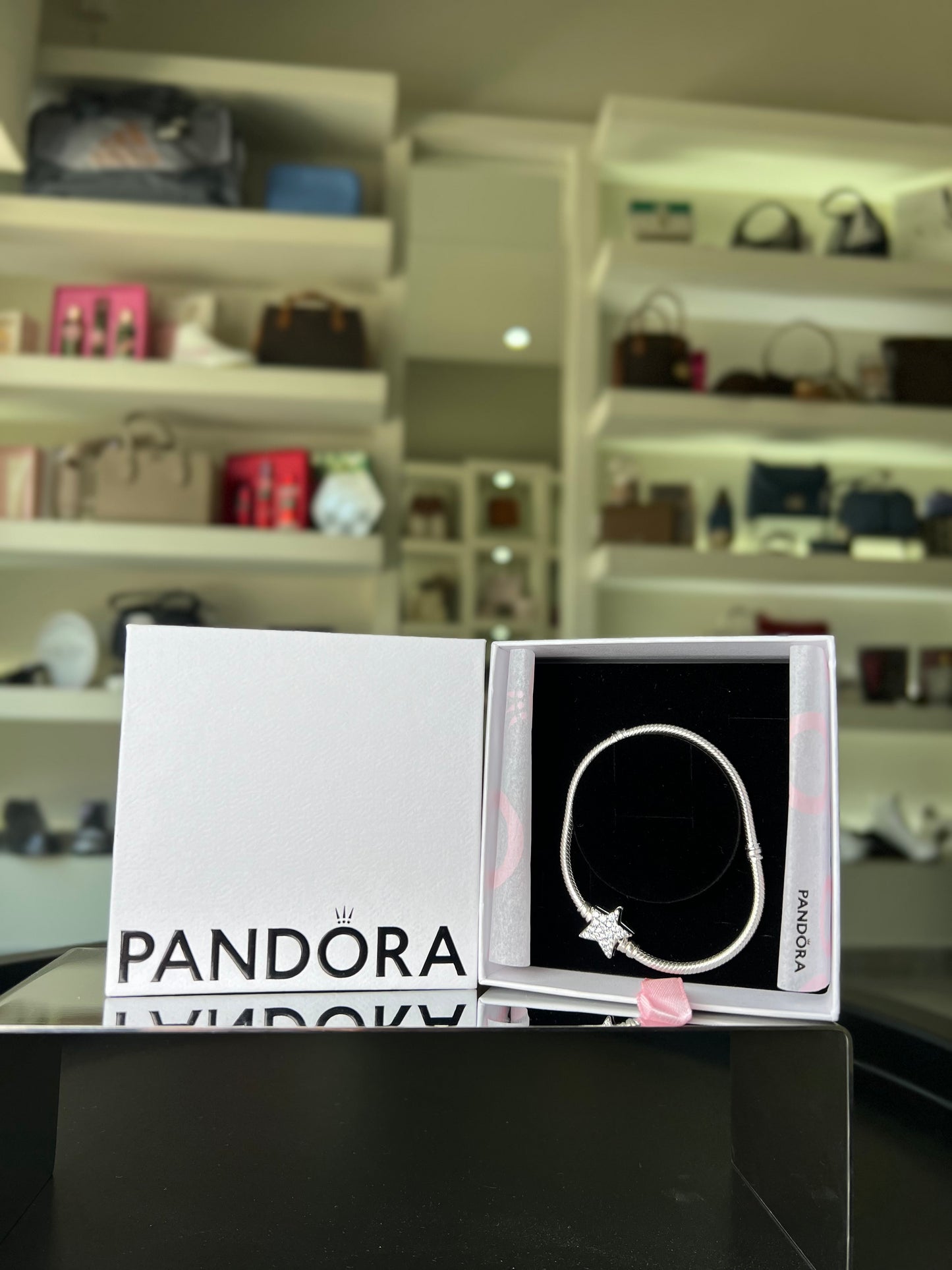 Pulsera Pandora estrella brillos 18 cm