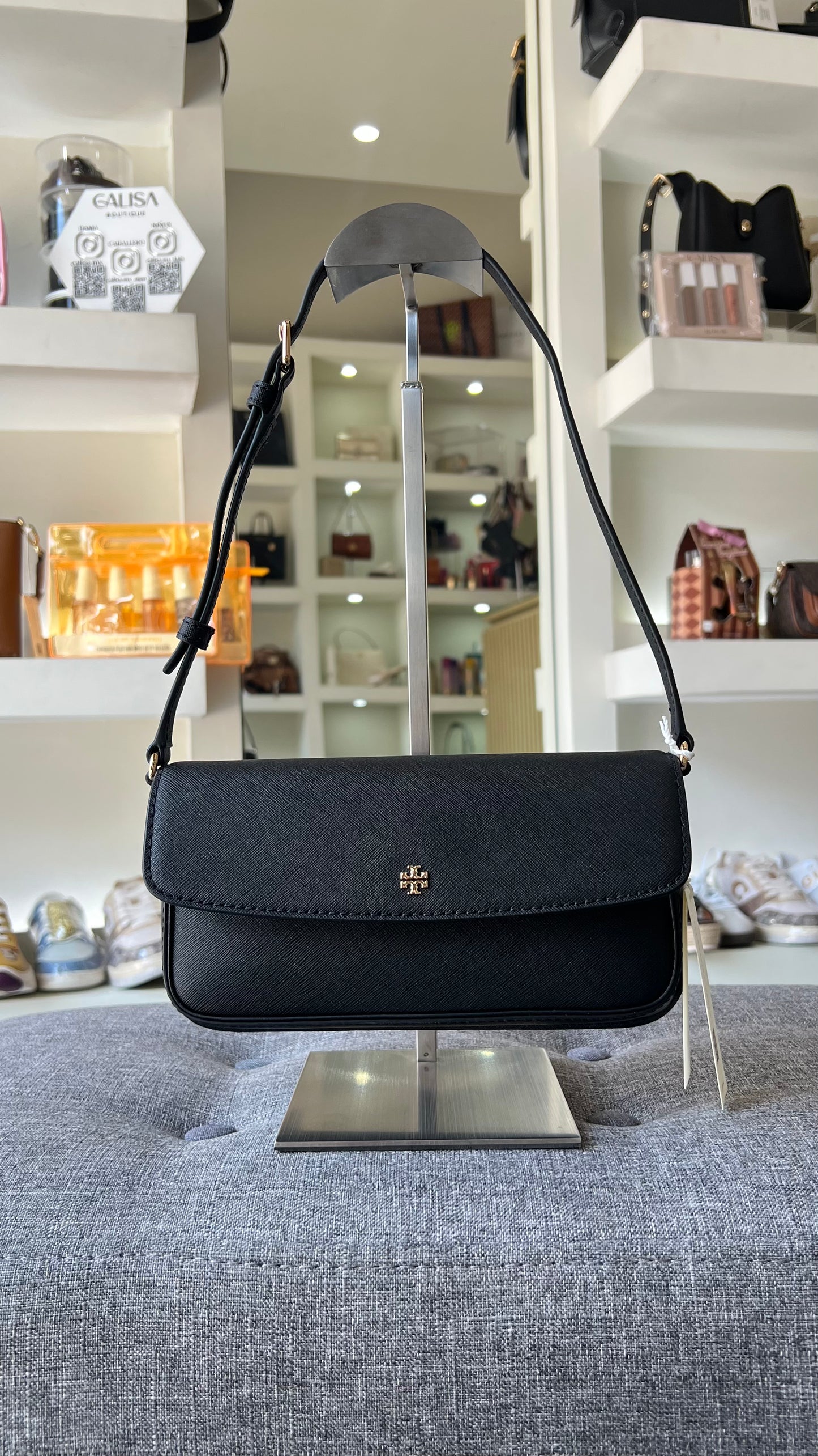 Bolsa Crossbody Tory Burch negra lisa