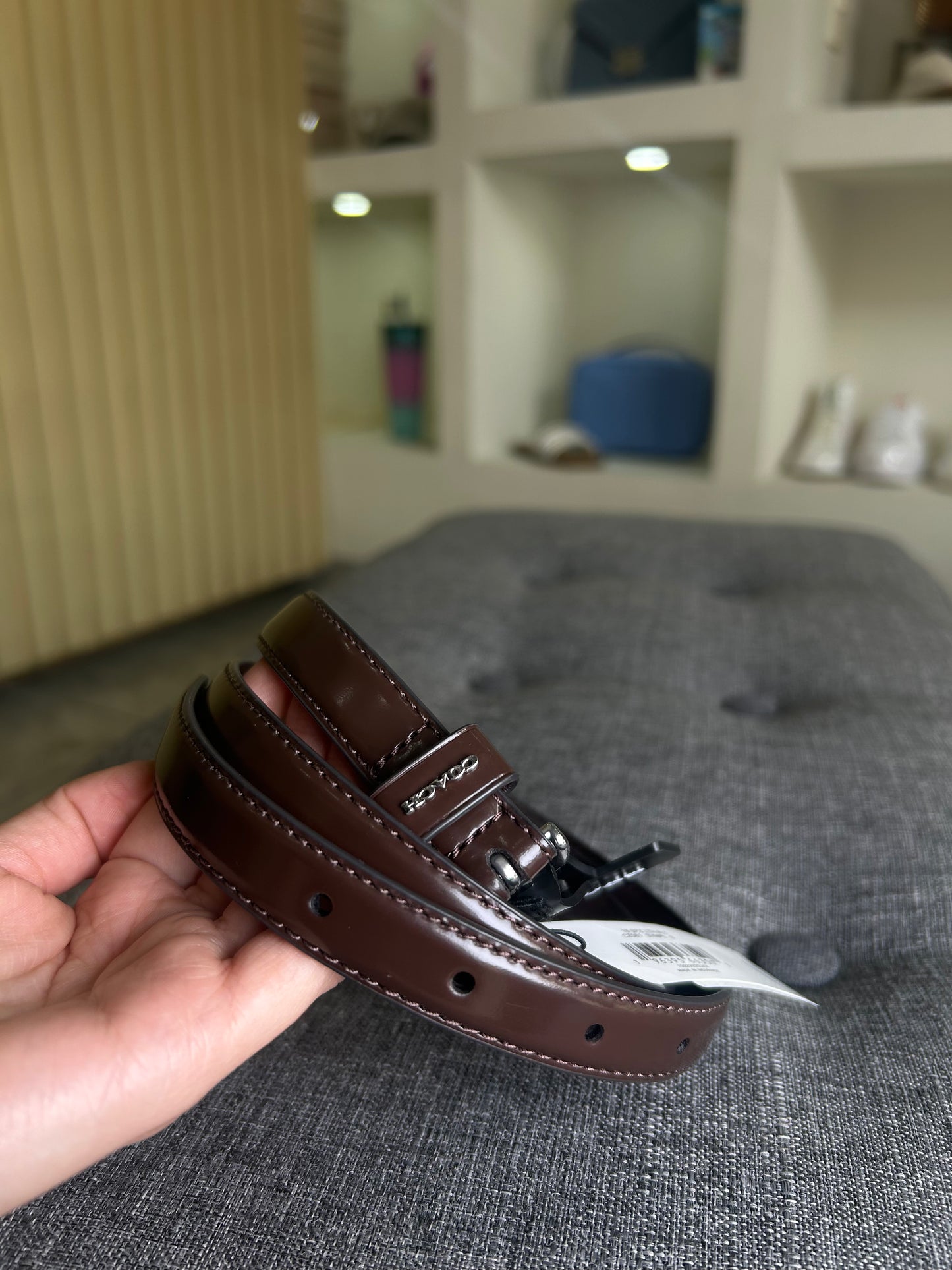 Cinturon coach cafe/tinto talla S