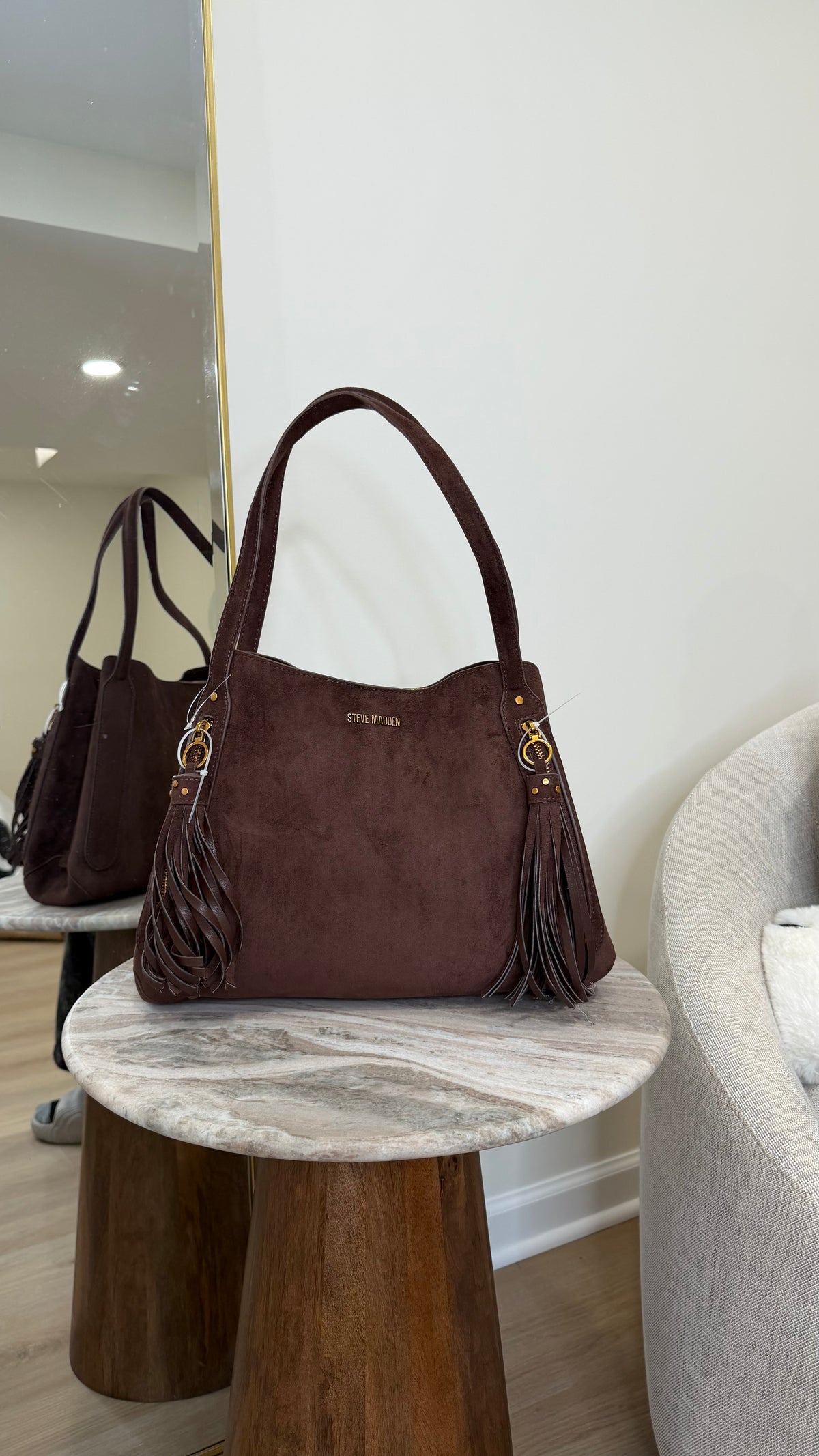 Bolsa steve madden cafe suede