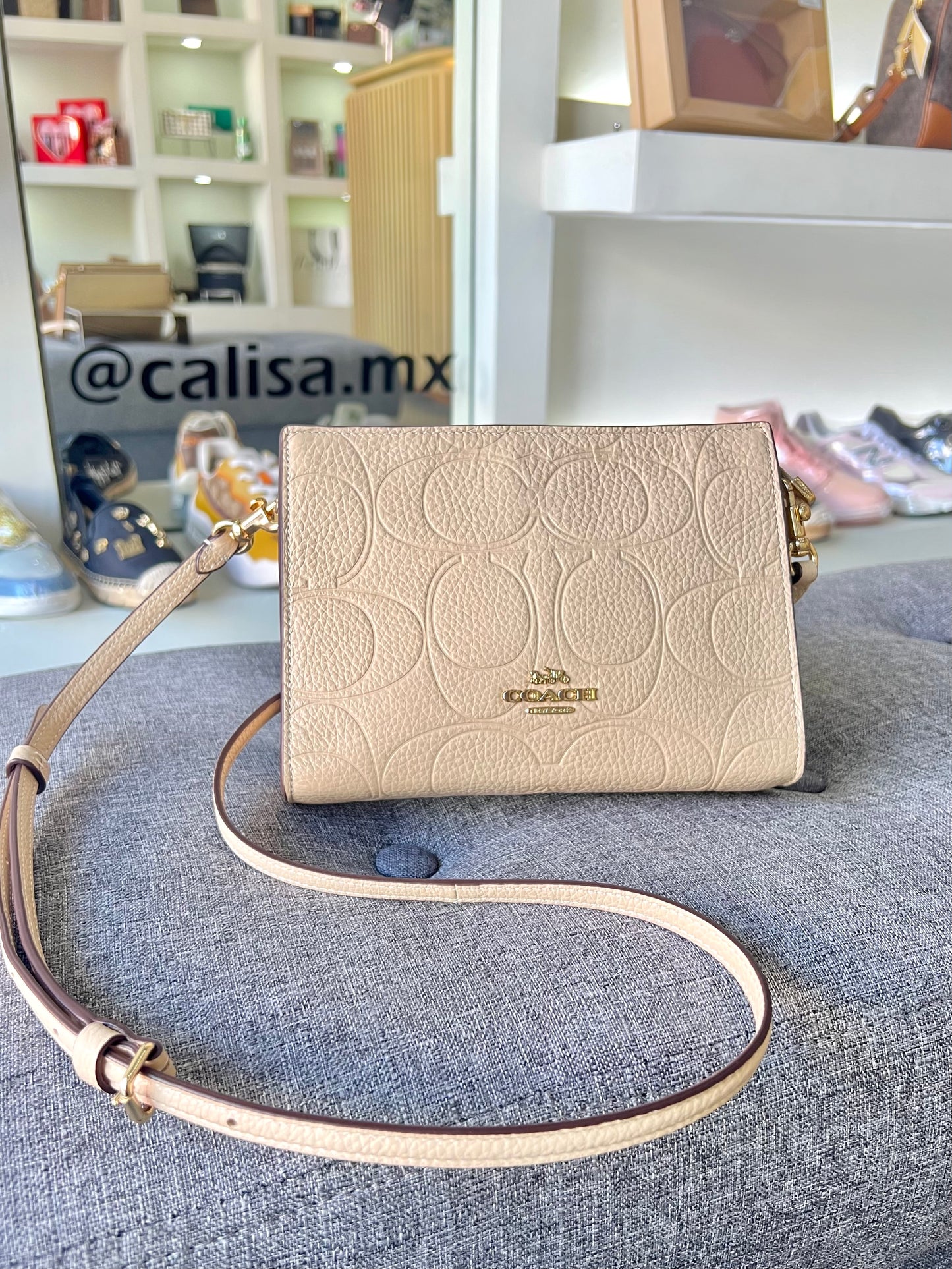 Crossbody Coach beige estampado