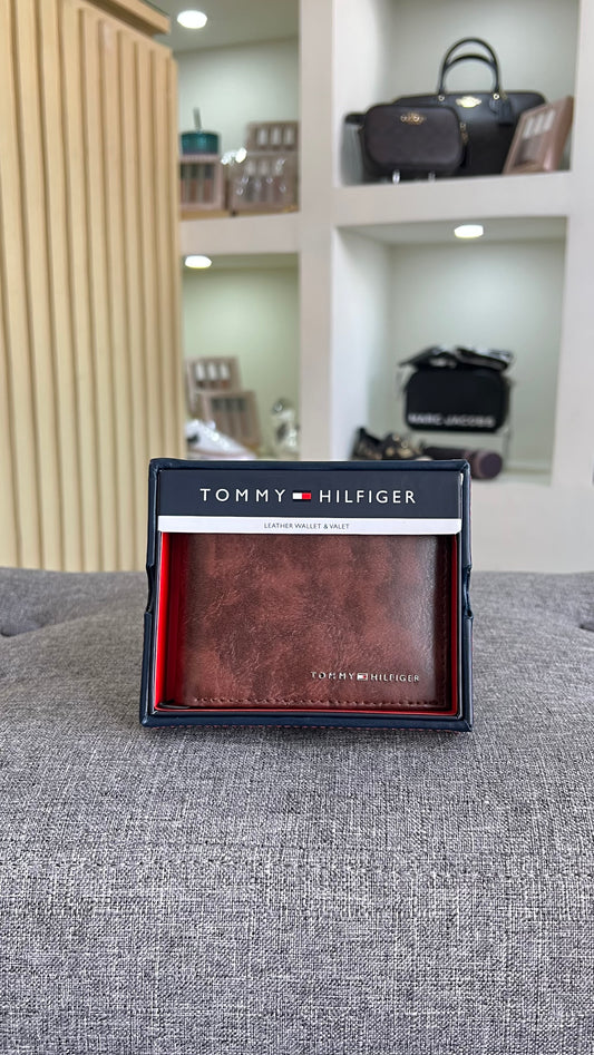 Cartera cafe Tommy Hilfiger hombre