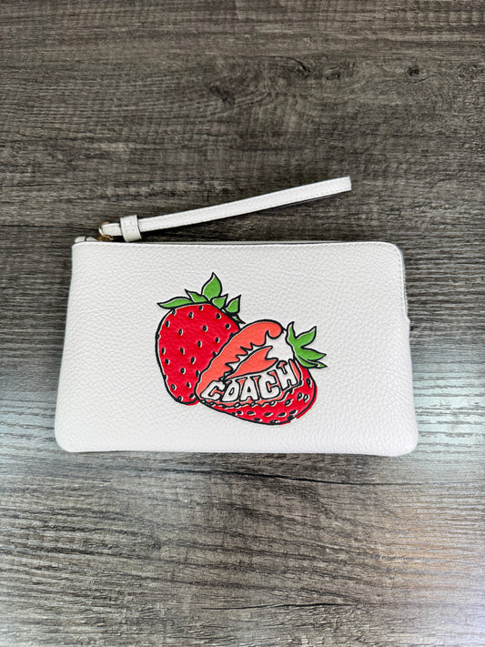 Cartera Coach beige/fresa grande un cierre