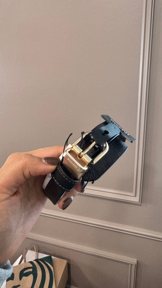 Cinturon coach cafe estampado reversible