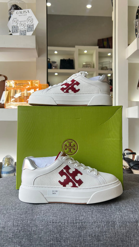 Teni Tory Burch blanco con rojo y plata