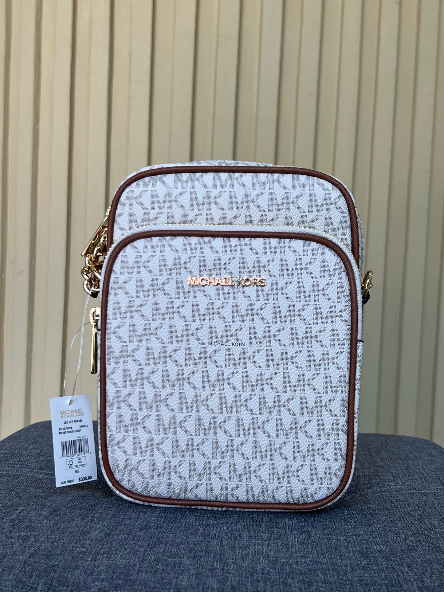 crossbody Michael kors beige estampada