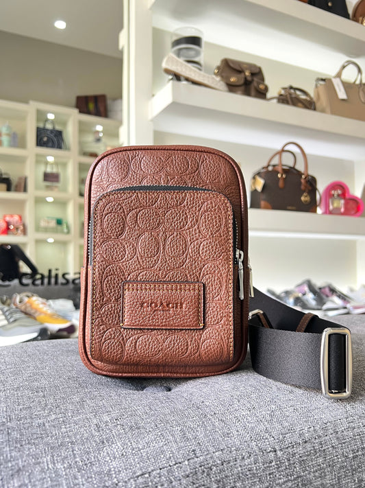 Crossbody Coach camel estampado men