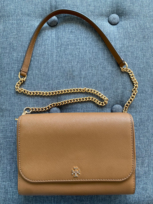 Crossbody camel Tory Burch cadena dorada