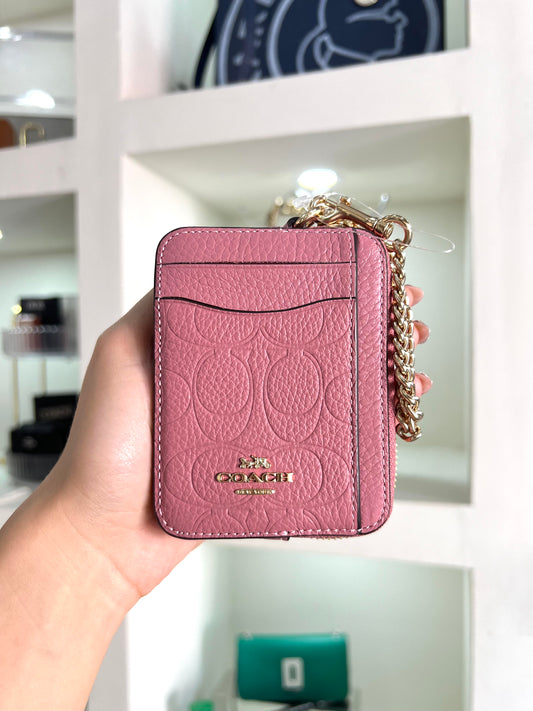 Cartera tarjetero Coach rosa peony