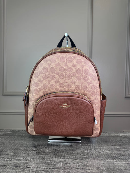 Mochila Coach cafe estampada camel