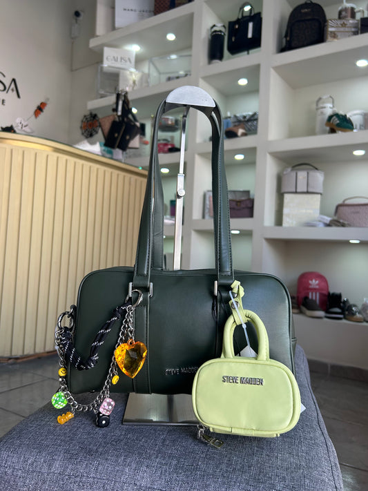 Bolsa Steve Madden verde llavero bolsa micro amarilla