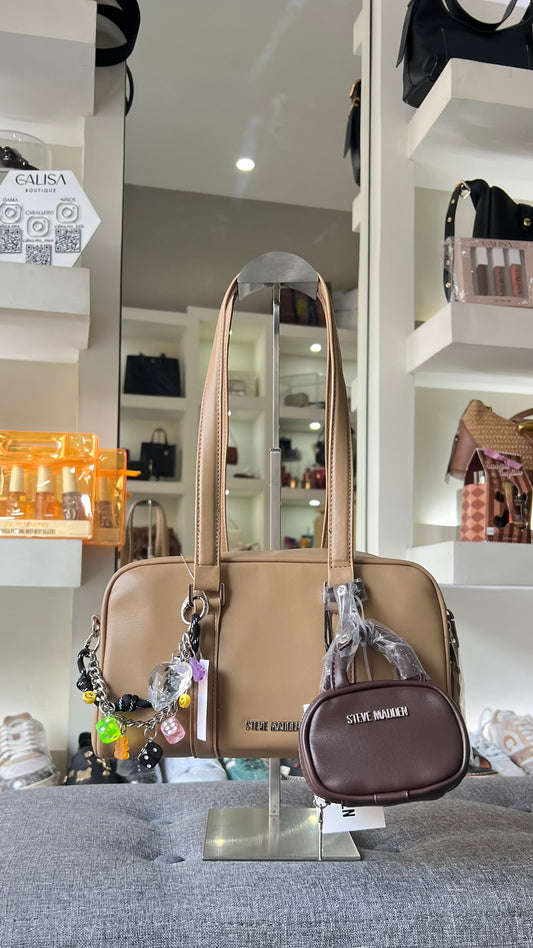 Bolsa Steve madden beige con llavero bolsa cafe