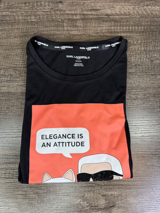 Playera karl Lagerfeld negra con estampado naranja