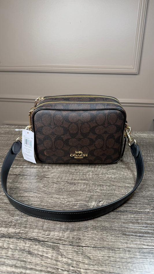 Crossbody Coach cafe estampada doble cierre