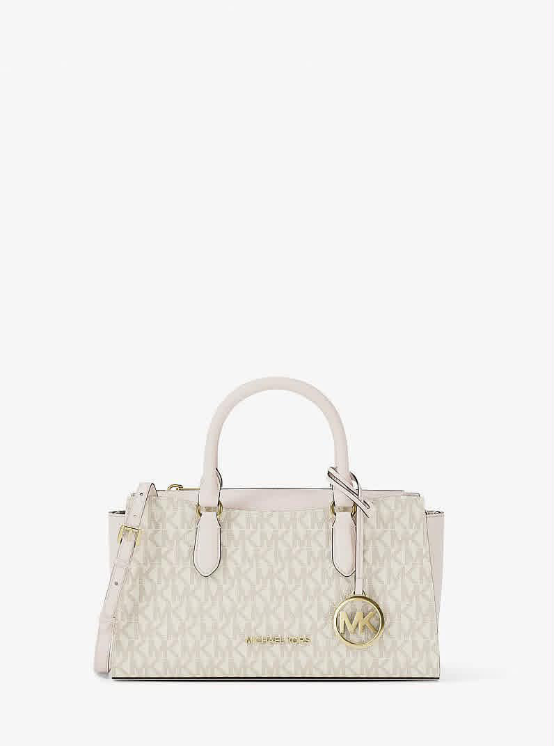 MK Arden Small Signature Logo Messenger Bag beige