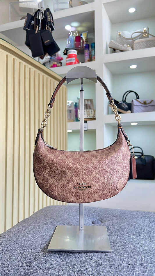 Bolsa Coach estampada cafe camel chica