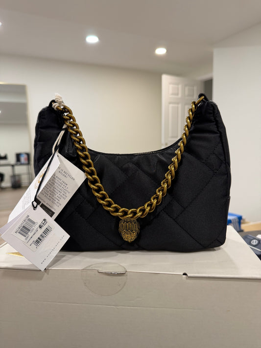 Bolsa Crossbody kurt geiger negra nylon con dorado