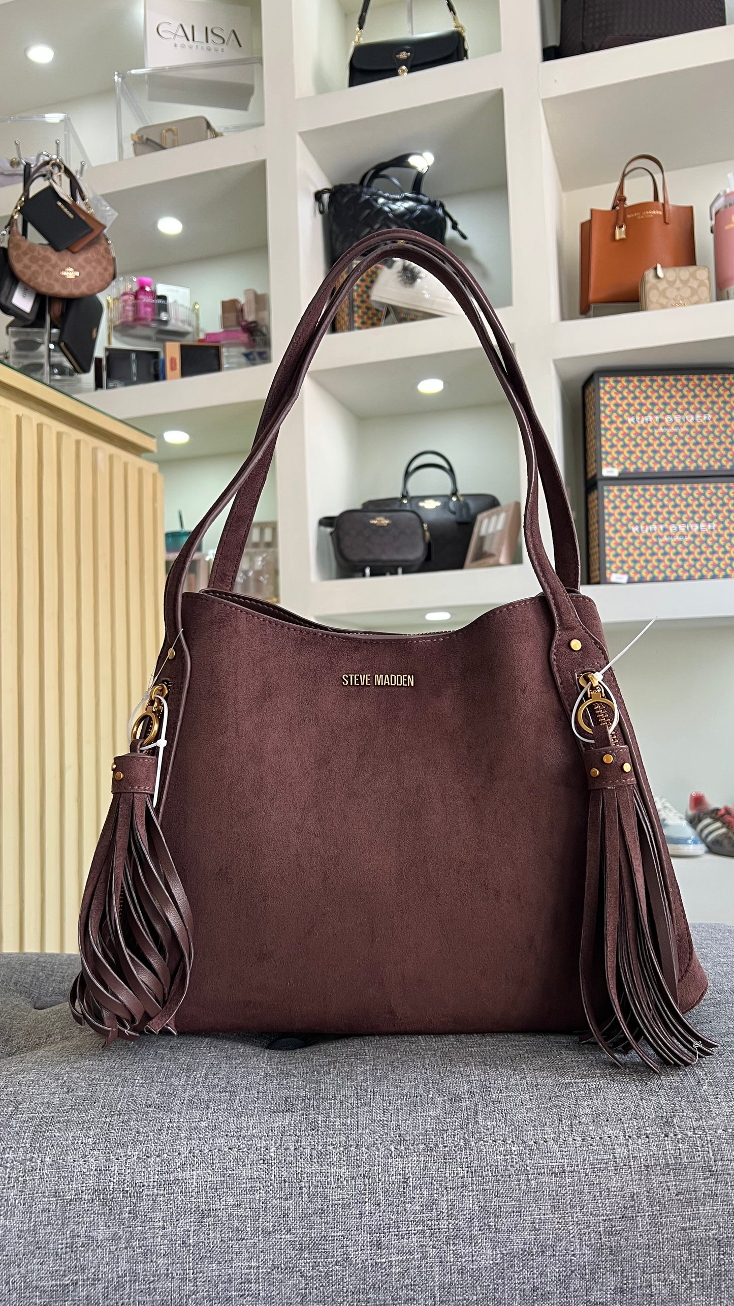 Bolsa steve madden cafe suede
