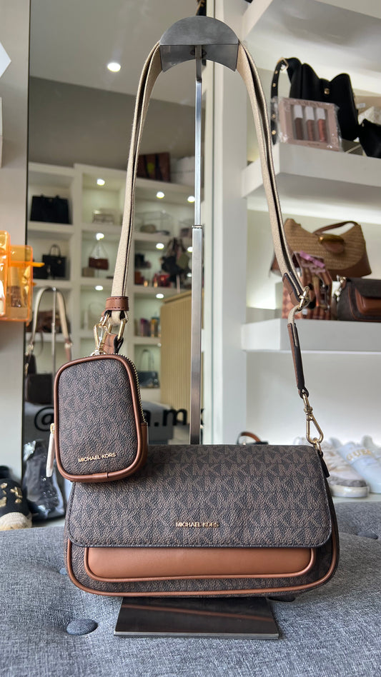 Bolsa Crossbody Michael kors cafe estampada