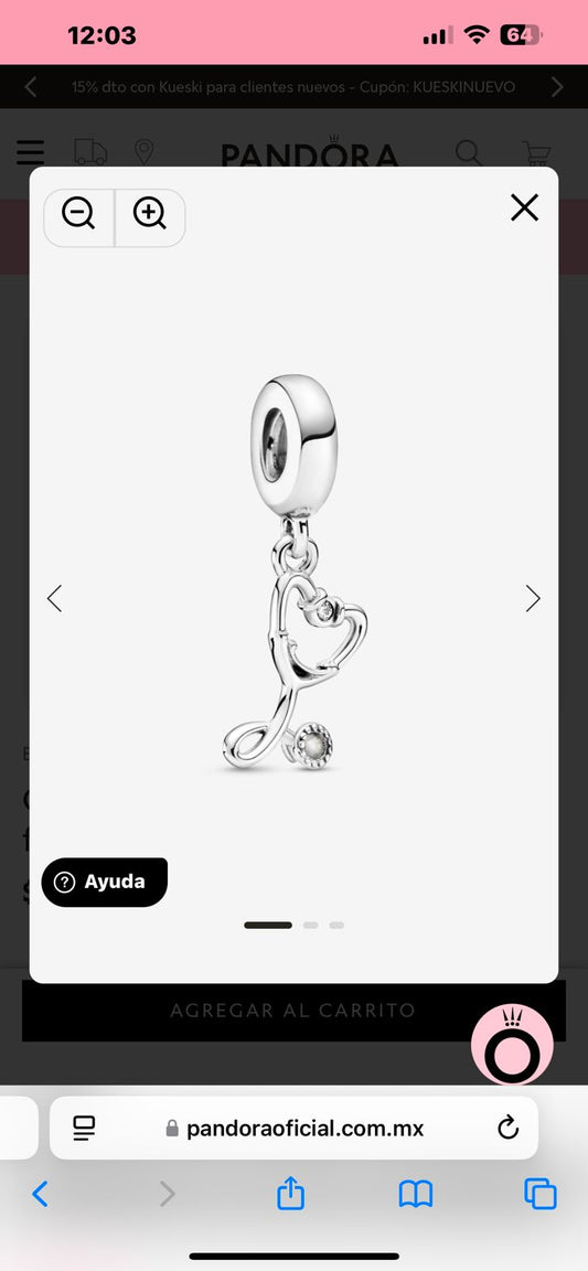 Stethoscope Heart Dangle Charm